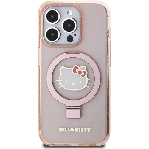 Hello Kitty Hello Kitty Ring Stand Glitter Electrop Logo Case for iPhone15Pro Pink 2