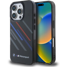 BMW Motorsport IML Random Stripes Case for iPhone 16 Pro Max 6.9" Black - BMHCP16X23HTRAK