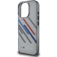 BMW Motorsport IML Random Stripes Case for iPhone 16 Pro 6.3" Grey - BMHCP16L23HTRAG