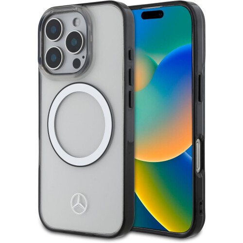 Mercedes-Benz Custodia trasparente con logo Mercedes MagSafe per iPhone 16 Pro