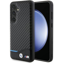 BMW Genuine Leather Carbon Case for Samsung Galaxy S24 6.2" Black