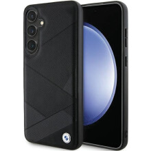 BMW Signature Leather Crossing Lines Hard Case for Galaxy S24 Black
