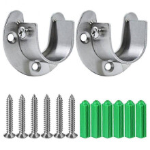 Stainless Steel Closet Rod Bushings, 2pcs Heavy Duty Closet Rod End Supports Flange Rod Bracket with Screws, U Shaped, Easy Installation/removal