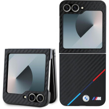 BMW Carbon Tricolour Case with MagSafe for Samsung Galaxy Z Flip 6 Black - BMHCZF623PUDTK