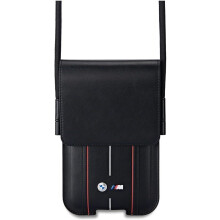 BMW M Series Red Stripes Universal Phone Pouch with Strap and Cardslot Black - BMPSP15XMPVSKR