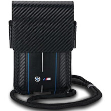 BMW M Series Carbon & Blue Stripes Universal Phone Pouch Black