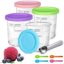 Set of 4 ice molds for the Ninja Creami ice cream machine, with silicone lids, compatible with the NC501/NC500 series