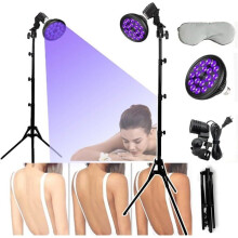 54W tanning lamp, comes with eye mask and tripod, 180 rotatable headlamp, adjustable height from 38 to 79 inches