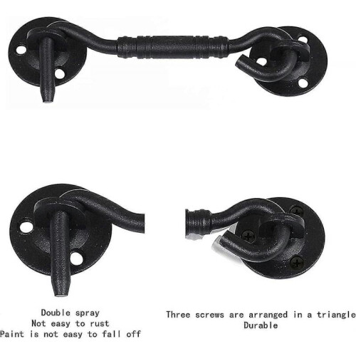 2pcs Cabin Hook, Window Bracket,door Latch Hook,stainless Steel Shed Latch,4 Inch(black) 1