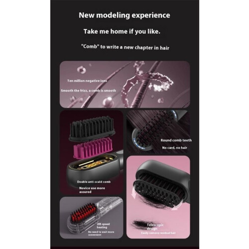Cordless styling brush, 20 million negative ions, portable heating brush, 4 temperatures 1
