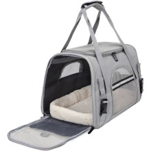 Carrier bag for dog and cat – Oxford fabric – 43 x 25 x 28 cm – For small and medium-sized pets up to 8 kg – Gray