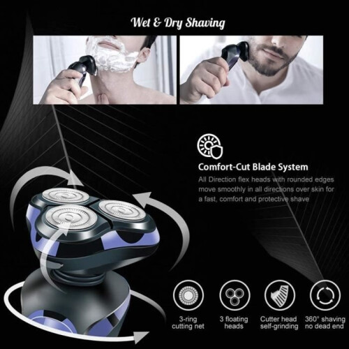 Men's Electric Shaver, 4D Floating Rotary Blade, Cordless, IPX7 Waterproof, LCD Display, USB Charging Function 2