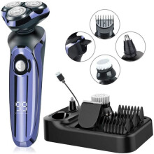 Men's Electric Shaver, 4D Floating Rotary Blade, Cordless, IPX7 Waterproof, LCD Display, USB Charging Function