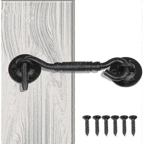 2pcs Cabin Hook, Window Bracket,door Latch Hook,stainless Steel Shed Latch,4 Inch(black) 2