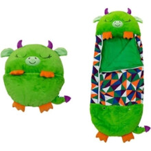 Cute children's sleeping bag with duvet and pillow 137 x 50 cm for a cheerful nap, green