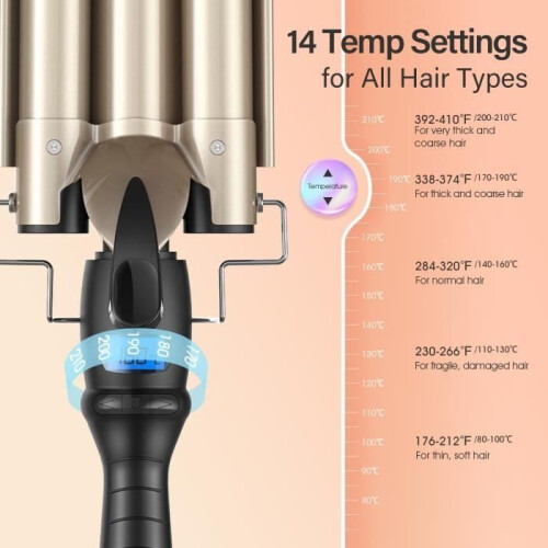 VINSIC Curling Iron – 3 Ceramic Heads – Fast Heat-Up – 14 Adjustable Temperatures 1