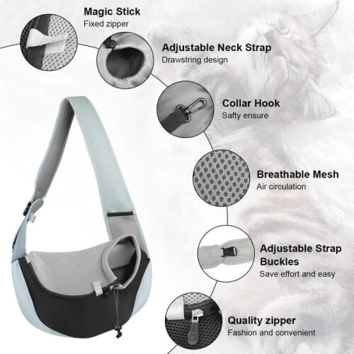 Shoulder bag for small and medium-sized dogs and cats – Black – M 1