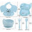 Baby Suction Cup, 5-Pack Non-Slip Silicone Plates with Compartments and Bibs, Blue 2