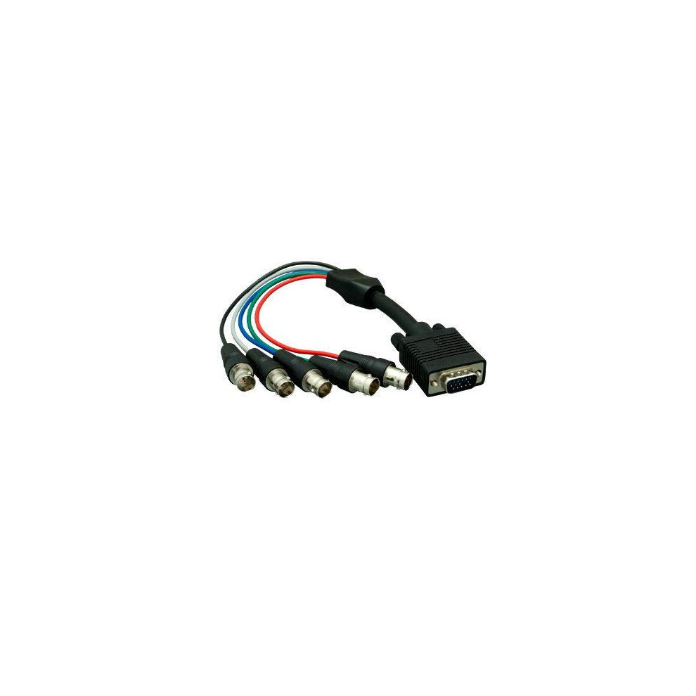 1Ft Vga Hd15 M To 5-Bnc Rgbhv F M/F Video Monitor Extension Converter Cable Blk 940534609945