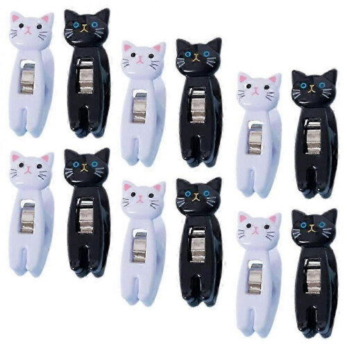 12 pcs Cute Memo Clips Cat Note Clips Multi-functional Plastic Clips Windproof Clothes Clips 1