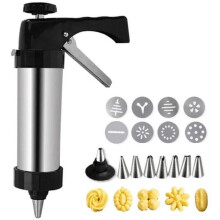 Stainless Steel Cookie Press, Professional Cookie Machine, Cake Decorating Tool, 8 Discs