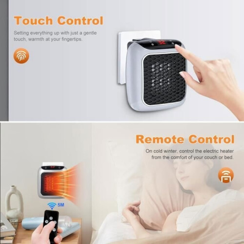 Portable ceramic fan heater, 800W, electric heater with remote control 2