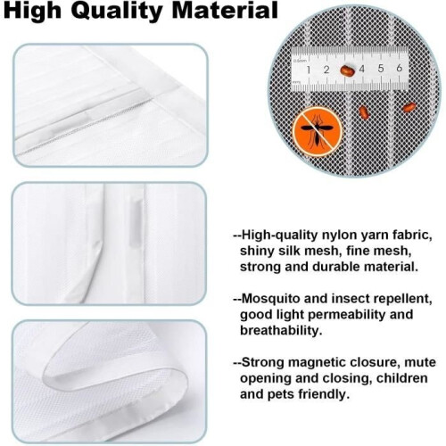 Magnetic screen for doors and windows 120 x 210 cm, automatic closing, fly-resistant, installation without drilling. 2