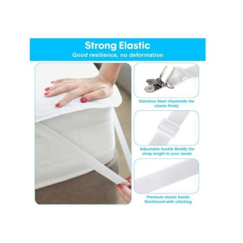 Fitted sheet holder – 6-piece – adjustable 50–230 cm – sheet clamp – mattress – ironing board 2