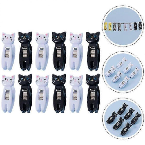 12 pcs Cute Memo Clips Cat Note Clips Multi-functional Plastic Clips Windproof Clothes Clips 2