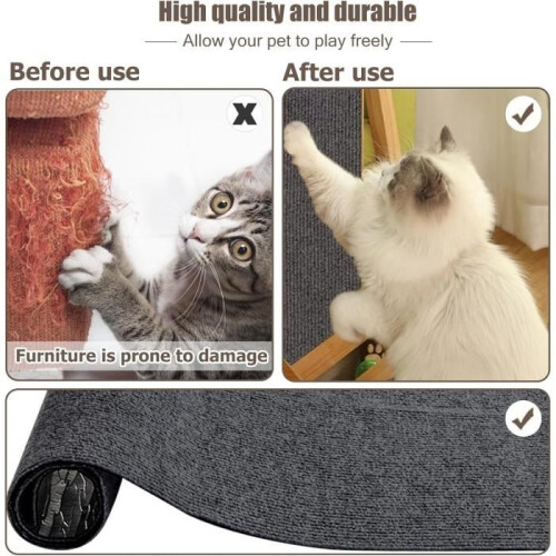 Gray self-adhesive cat scratch mat, scratch protection for sofa 40 x 200 cm, climbing cat scratching post 1