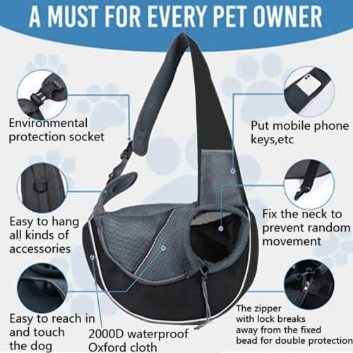 Pet Carrier - Not Specified - Adjustable Design - Breathable Mesh - For Small Animals - Black 1