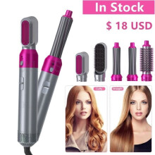 5-in-1 Electric Hair Dryer Brush – Negative Ions – Straightening Iron – Curling Iron