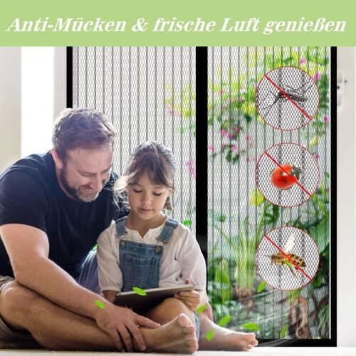 Magnetic fly screen for doors and windows – fly screen, automatic closing, ultra-fine mesh (90 x 210 cm) 1