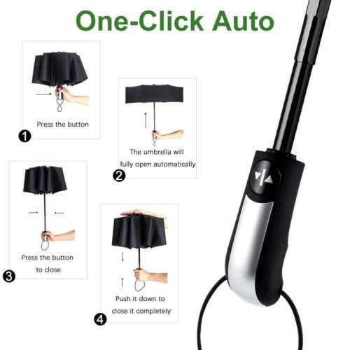 Automatic Umbrella – Unisex – Blue – Anti-flip – Windproof – UV Protection 2