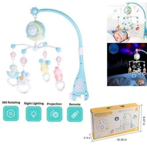 Blue music mobile for babies – With ceiling projector – Music to fall asleep – Bed bell 2