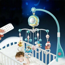 Blue music mobile for babies – With ceiling projector – Music to fall asleep – Bed bell