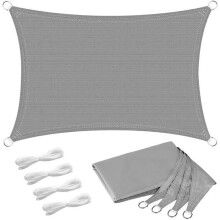 Rectangular sun sail 3 x 5 m, waterproof and UV-resistant, for garden, terrace, outdoor pool, with free rope