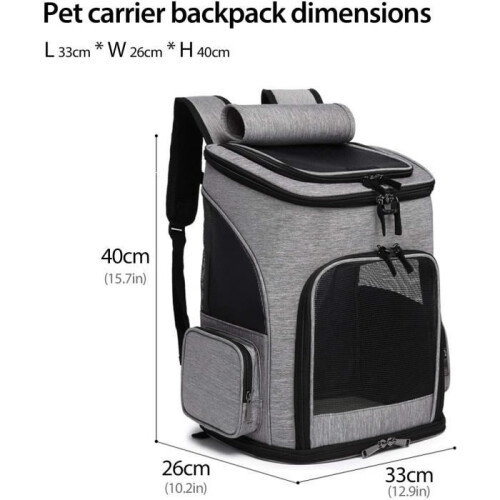 Dog/Cat Backpack, Breathable, Foldable Carrier for Small Animals, Gray 93 2