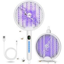 Foldable Electric Mosquito Swatter, USB Rechargeable Insect Killer, Racket for Mosquitoes, Flies and Other Flying Insects