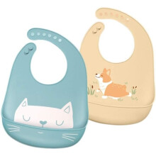 Soft Silicone Baby Bibs, 2-Pack, Waterproof, Easy to Clean - Ultra Soft Silicone - With Wide