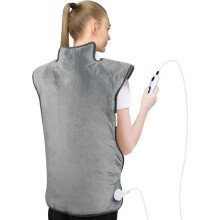 Heating pad for back, neck, shoulders, and throat. Ultra-soft surface. Heats up quickly with 6 adjustable temperatures.