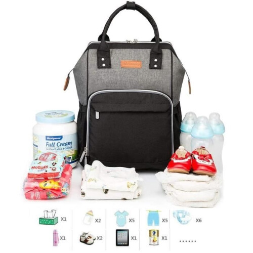 JASENX Waterproof Diaper Bag Backpack – Large Capacity – Gray and Gray 2
