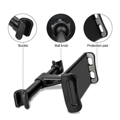 Car tablet/phone holder, adjustable and 360 rotatable, for the back seat - Black 2