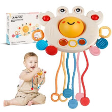 Crab Activity Toys, Interactive Toys with Silicone Cord, Montessori Toys for Toddlers, Educational Toys