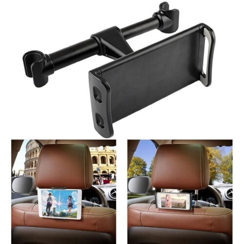 Car tablet/phone holder, adjustable and 360 rotatable, for the back seat - Black