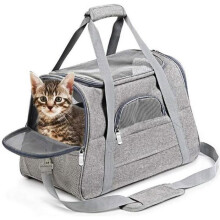 Dog and cat carrier - Oxford fabric - 43 x 25 x 28 cm - Grey