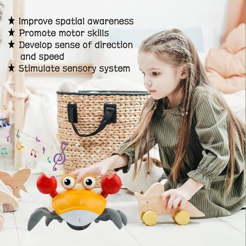Scratching toy for babies from 18 months, automatic detection to avoid obstacles, USB charging function, orange 2