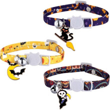 3-pack Halloween cat collars, Halloween party collar with bells, funny kitten collar decoration accessories