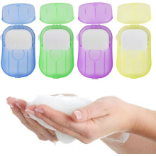 4 Pack Disposable Paper Soap Sheets, Portable Travel Soap Sheets with Plastic Box