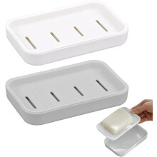 Soap Dishes with Draining Board, Non-Slip Design, Soap Dispenser for Bathroom and Shower - Double-Layer Box